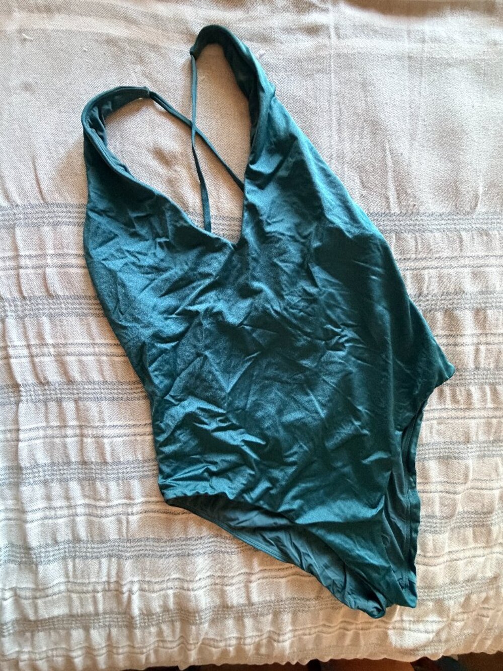 Andie Swim The Elwood One Piece Gloss Aegean Blue Halter Tie XL